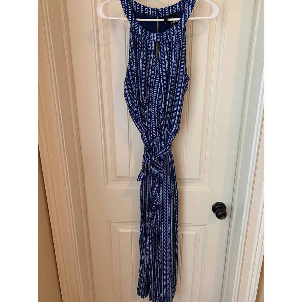 NEW DIRECTION WOMENS HALTER JUMPSUIT SIZE LARGE NAVY NWT